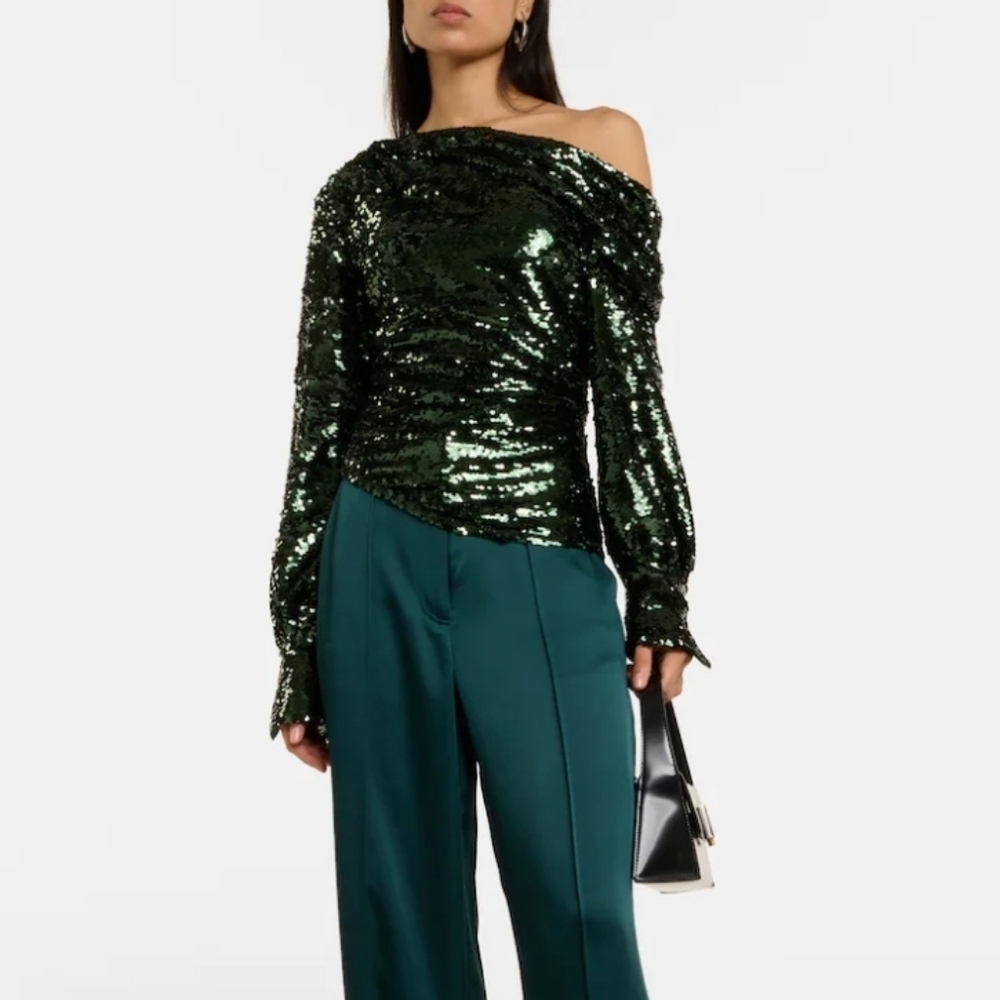 Simkhai Womens Green Alice One-Shoulder Top NWT